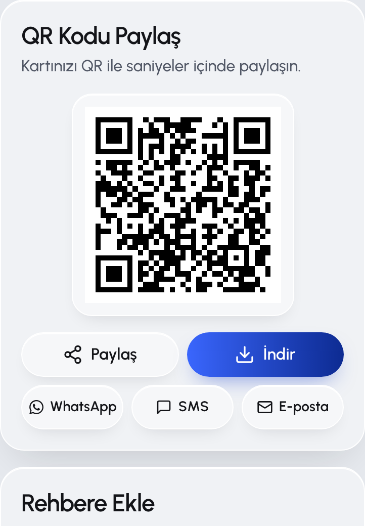 Kart üzerindeki QR kod bölümü
